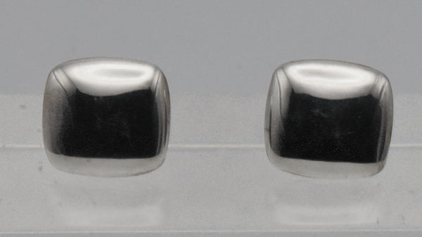 Vintage Sterling Silver Puffed Square Stud Earrings