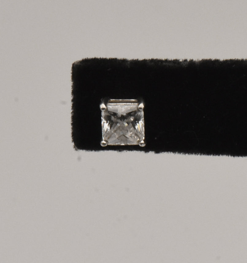UNMATCHED Sterling Silver Princess Cut Cubic Zirconia Stud Earring