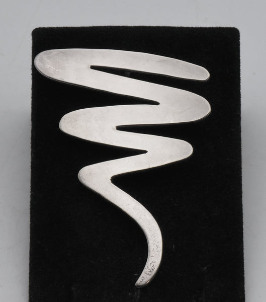 Vintage Handmade Sterling Silver Zig-Zag Brooch/Pendant