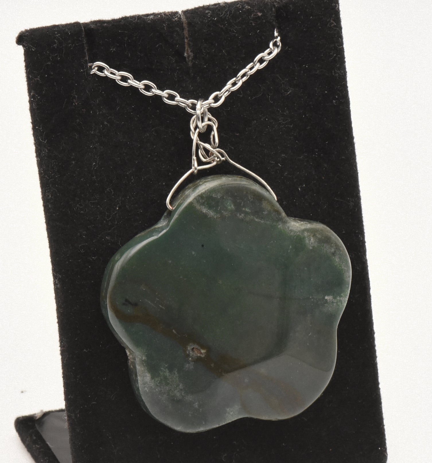 Vintage Bloodstone Pendant on Chain Necklace - 27"