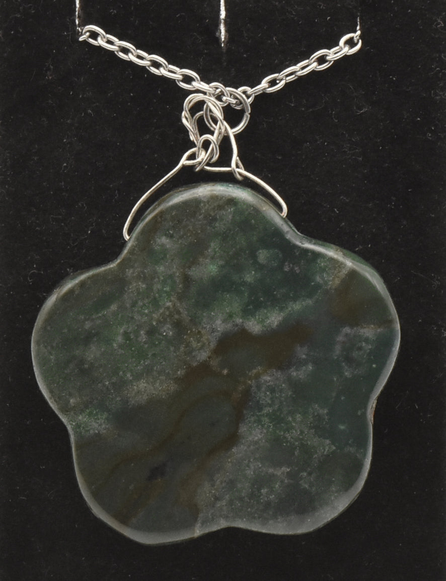 Vintage Bloodstone Pendant on Chain Necklace - 27"