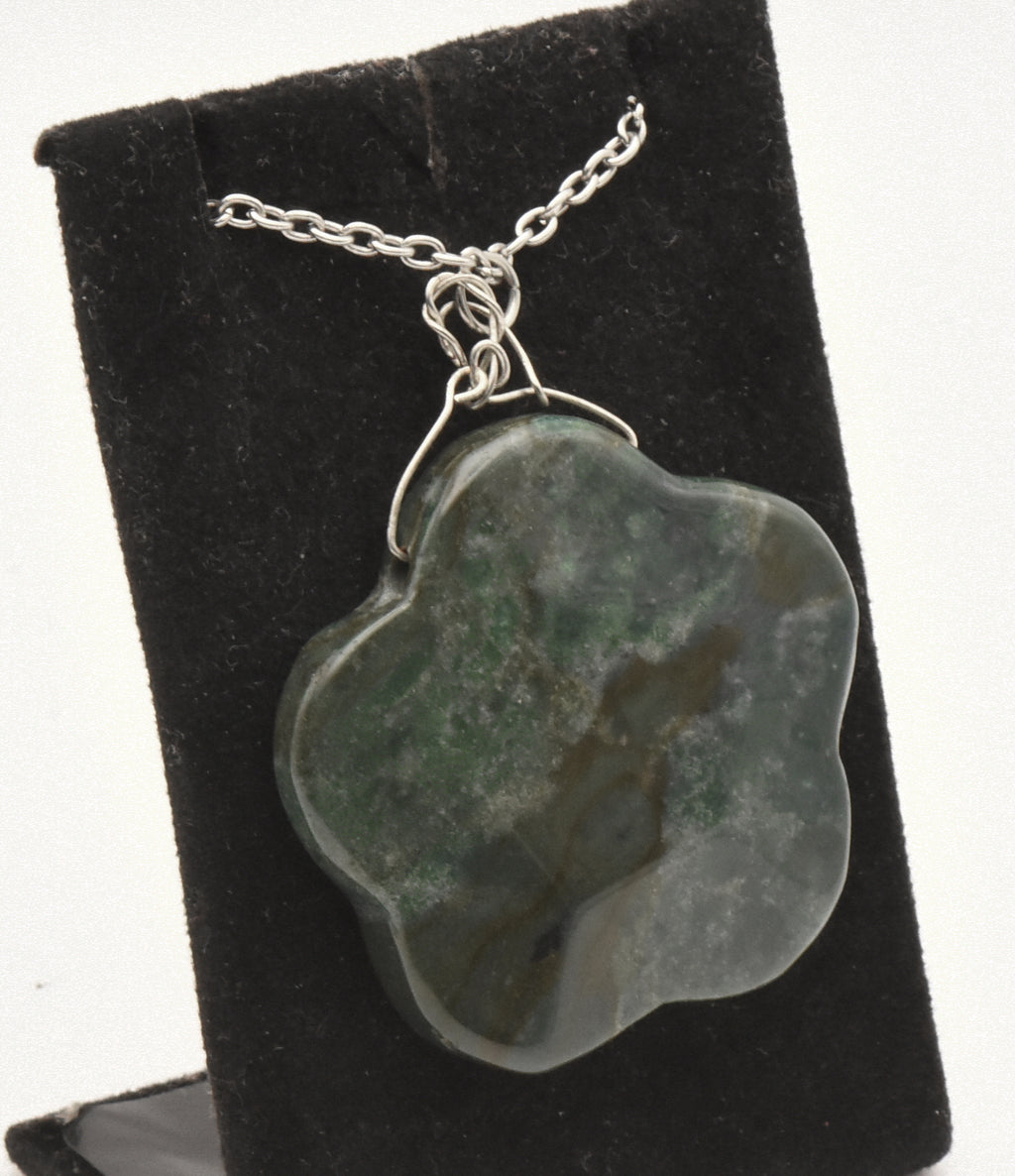 Vintage Bloodstone Pendant on Chain Necklace - 27"