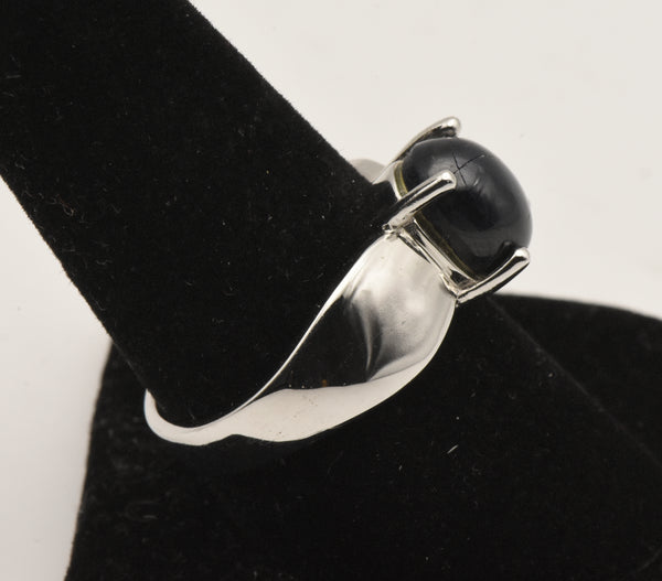 Vintage Sterling Silver Black Star Sapphire Ring - Size 8.75