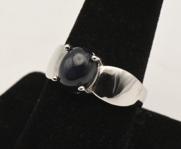 Vintage Sterling Silver Black Star Sapphire Ring - Size 8.75