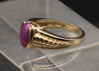 Vintage Synthetic Star Ruby Gold Tone Sterling Silver Ring - Size 5.75