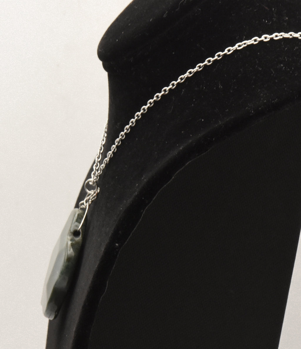 Vintage Bloodstone Pendant on Chain Necklace - 27"