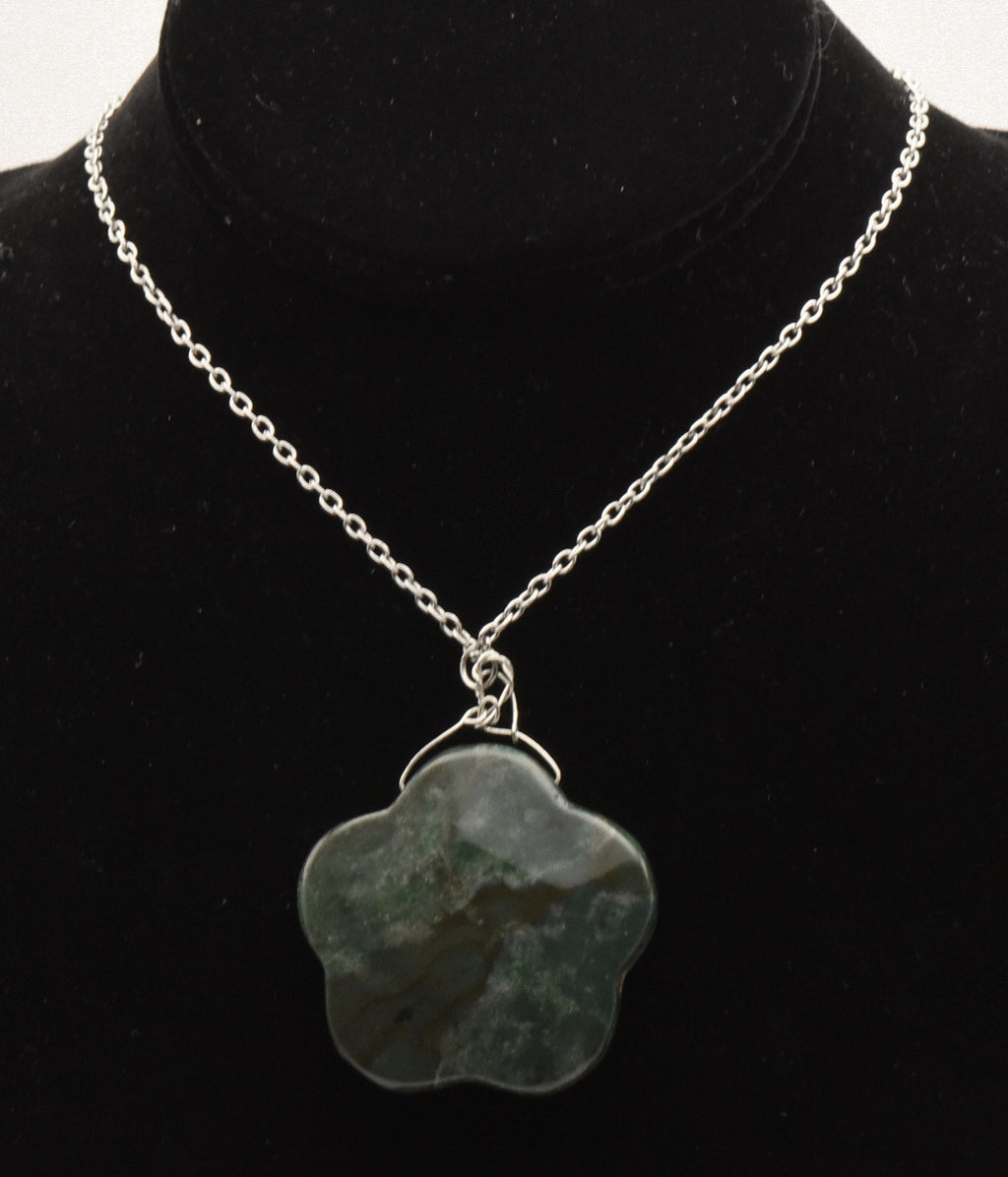 Vintage Bloodstone Pendant on Chain Necklace - 27"