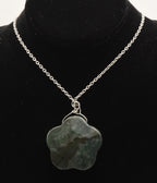 Vintage Bloodstone Pendant on Chain Necklace - 27"