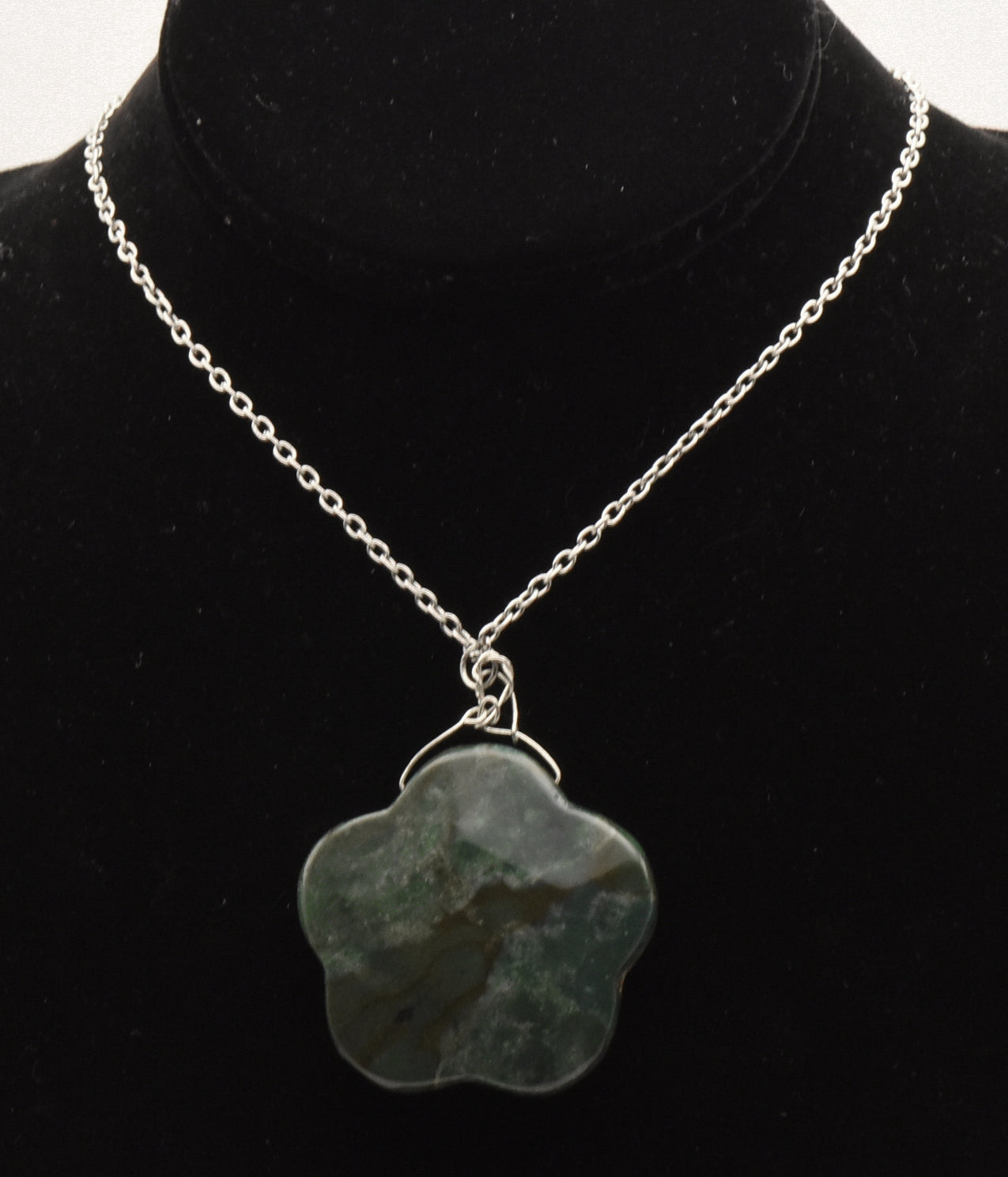 Vintage Bloodstone Pendant on Chain Necklace - 27"