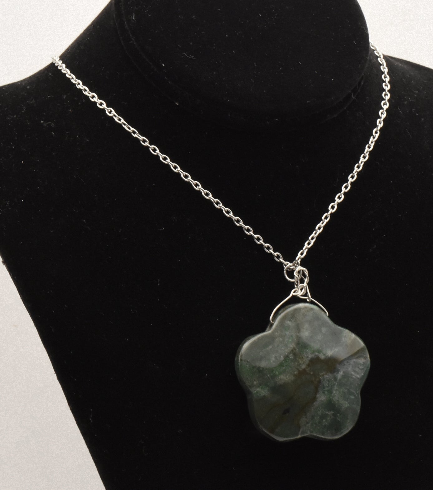 Vintage Bloodstone Pendant on Chain Necklace - 27"