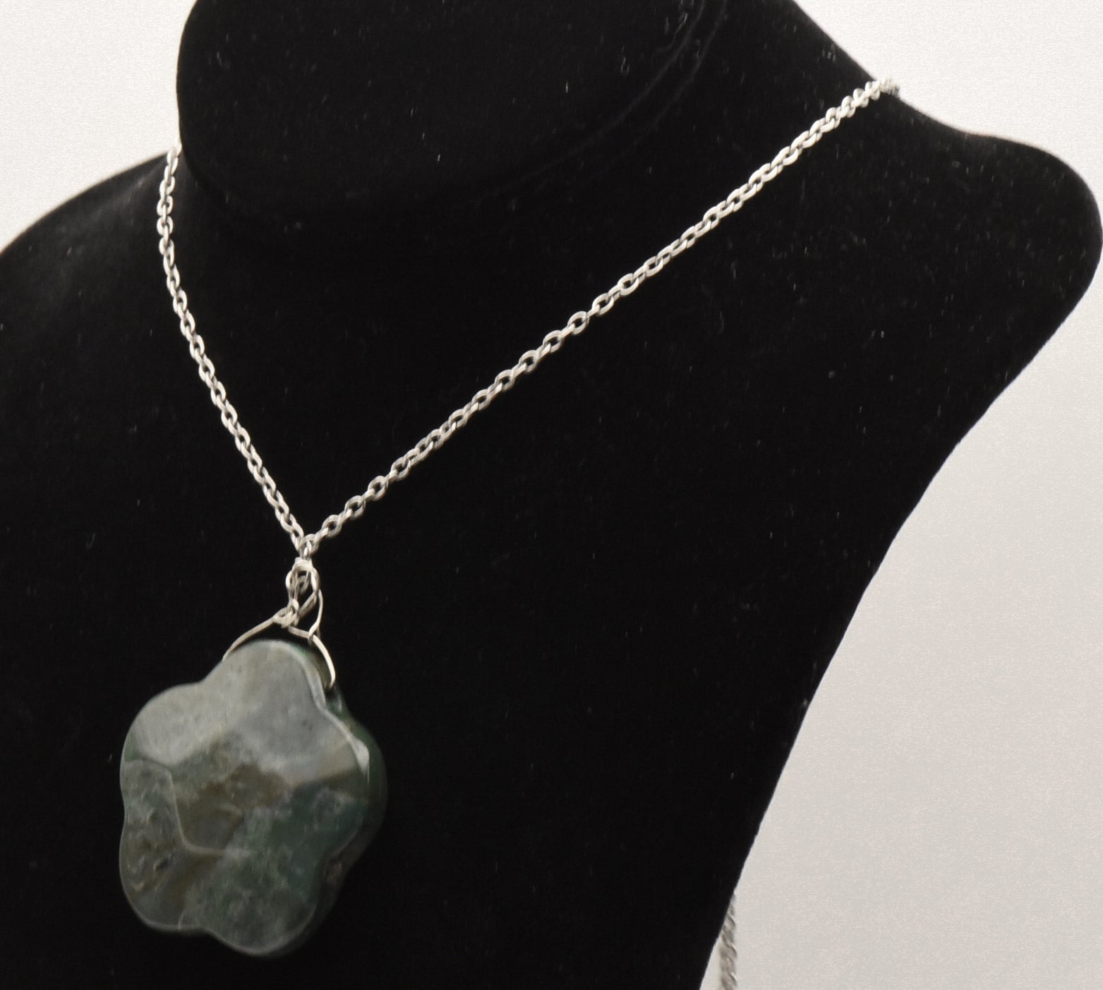 Vintage Bloodstone Pendant on Chain Necklace - 27"