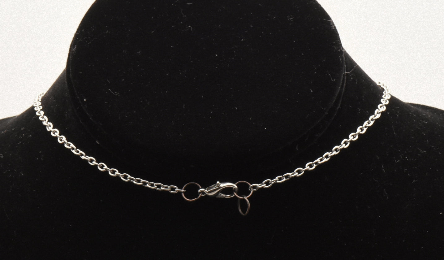 Vintage Bloodstone Pendant on Chain Necklace - 27"