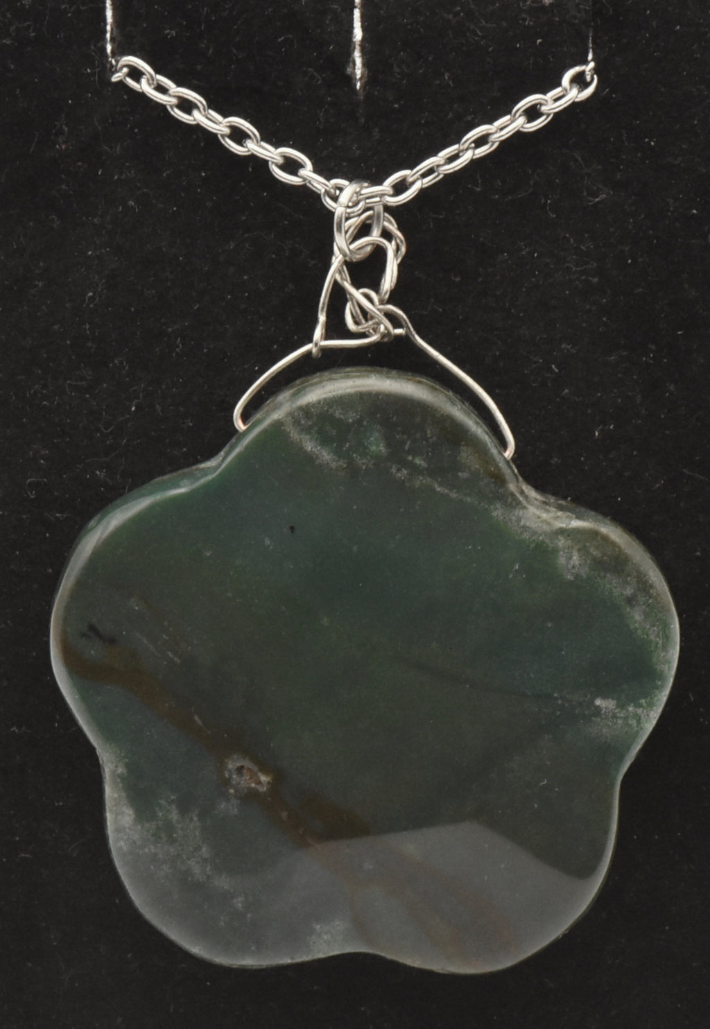 Vintage Bloodstone Pendant on Chain Necklace - 27"