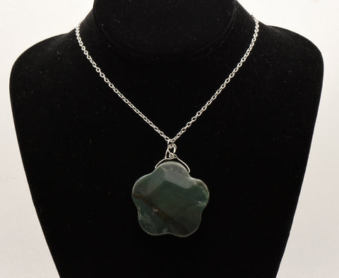 Vintage Bloodstone Pendant on Chain Necklace - 27"