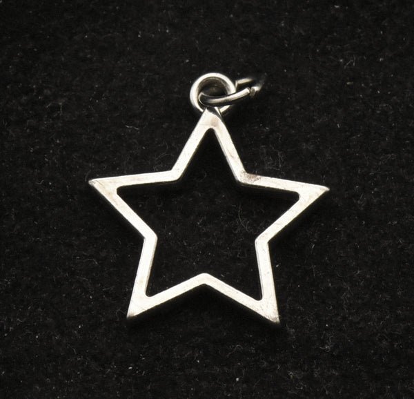 Vintage Silver Tone Metal Star Charm