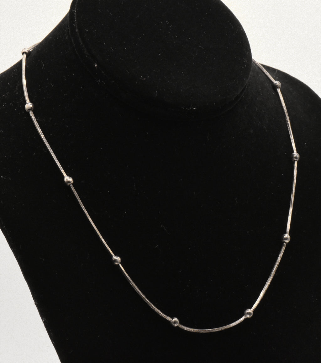 Vintage Italian Sterling Silver Saturn Chain Necklace - 18"