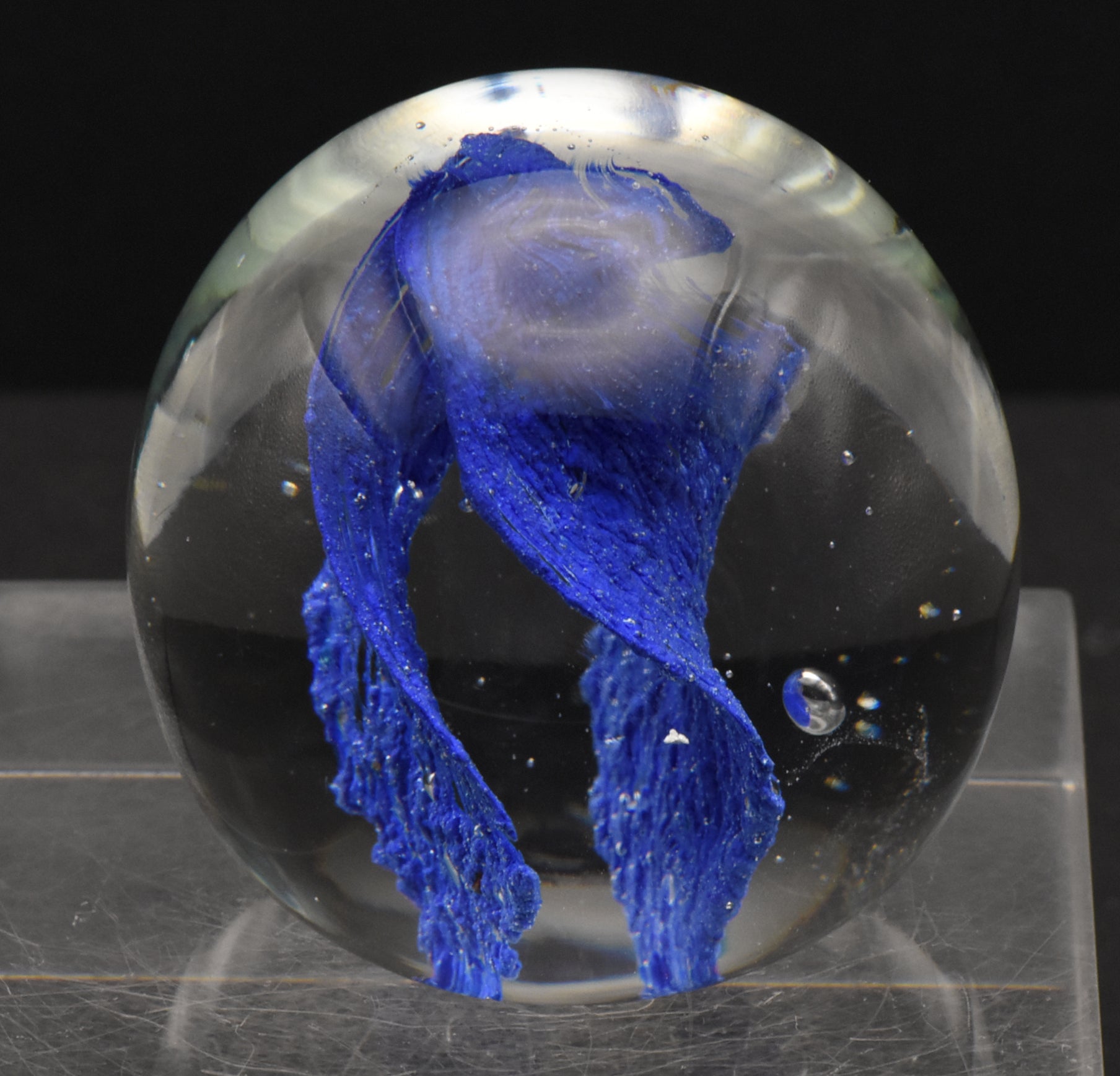 Vintage Blue Swirl Glass Paperweight