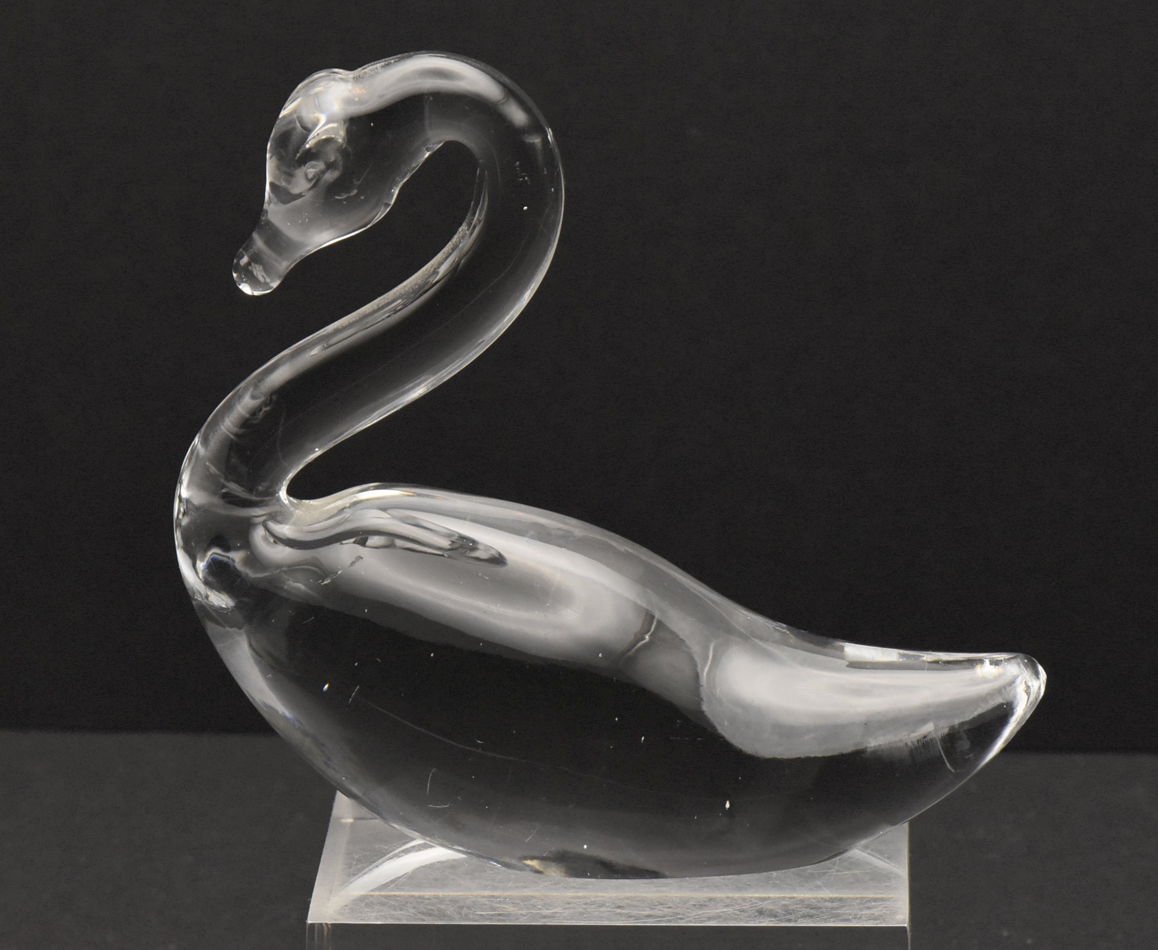 Vintage Colorless Glass Swan Figurine