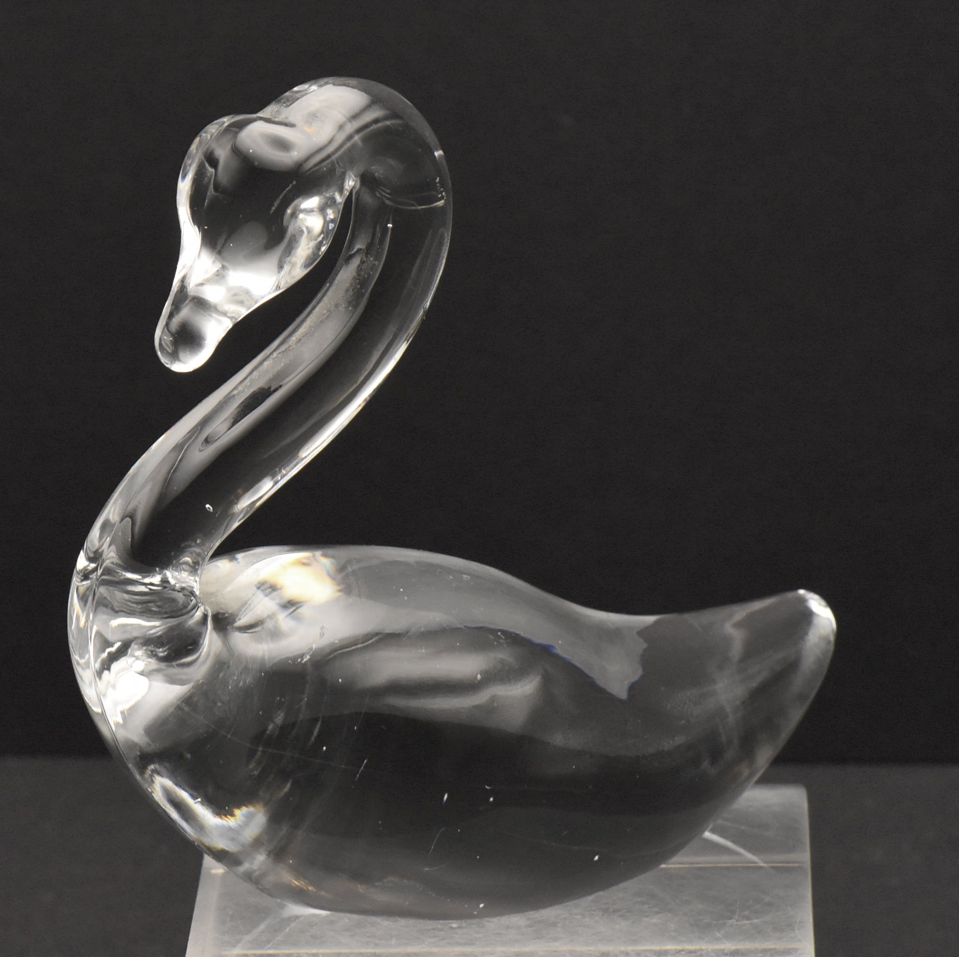 Vintage Colorless Glass Swan Figurine
