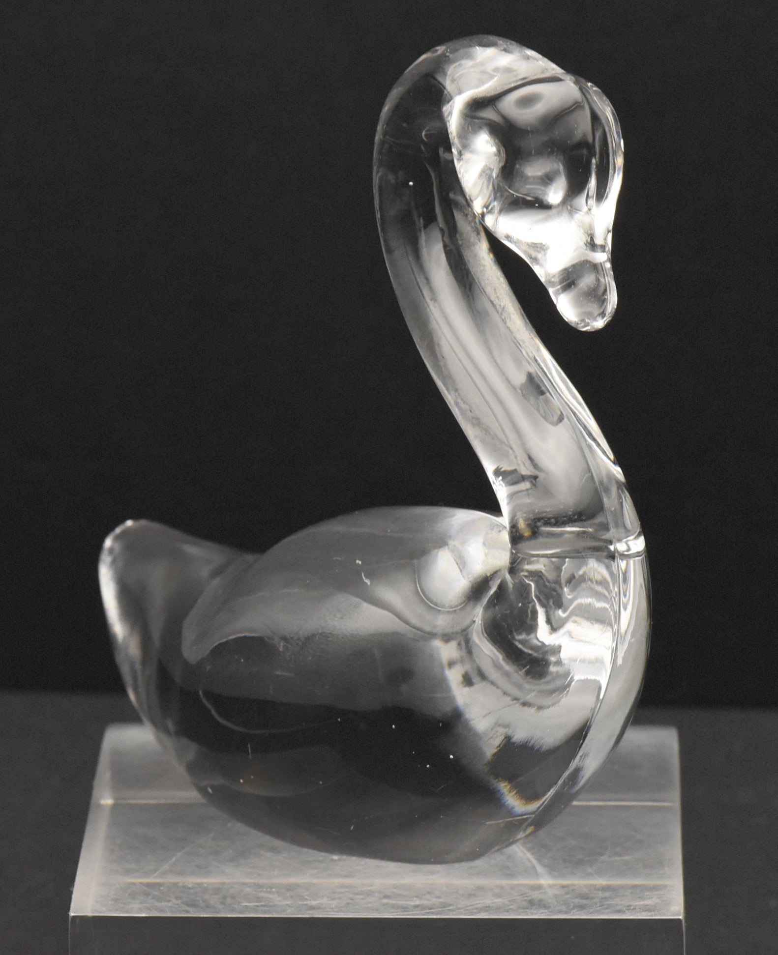 Vintage Colorless Glass Swan Figurine