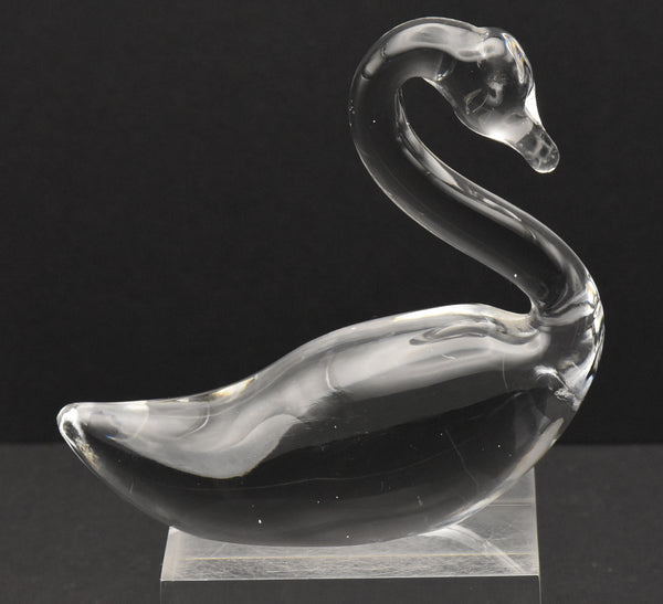 Vintage Colorless Glass Swan Figurine