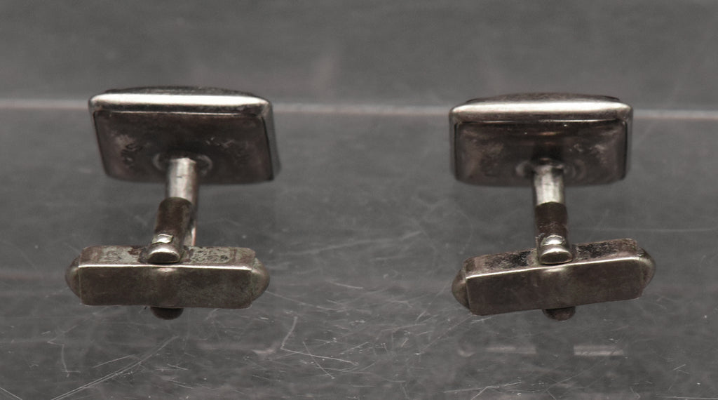 Swank - Vintage Sterling Silver Red Enamel Cuff Links