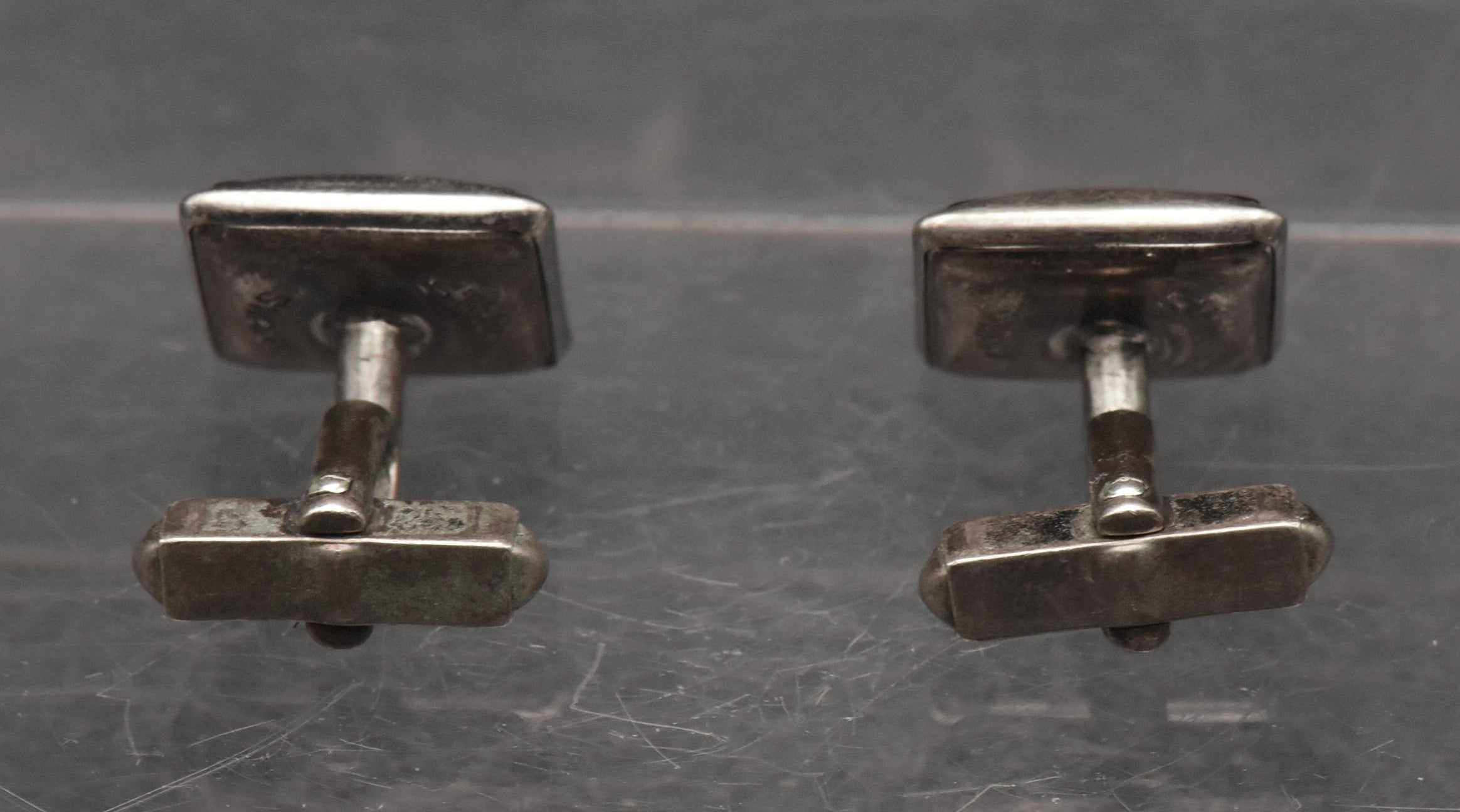 Swank - Vintage Sterling Silver Red Enamel Cuff Links