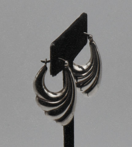 Vintage Sterling Silver Swept Wing Door Knocker Earrings