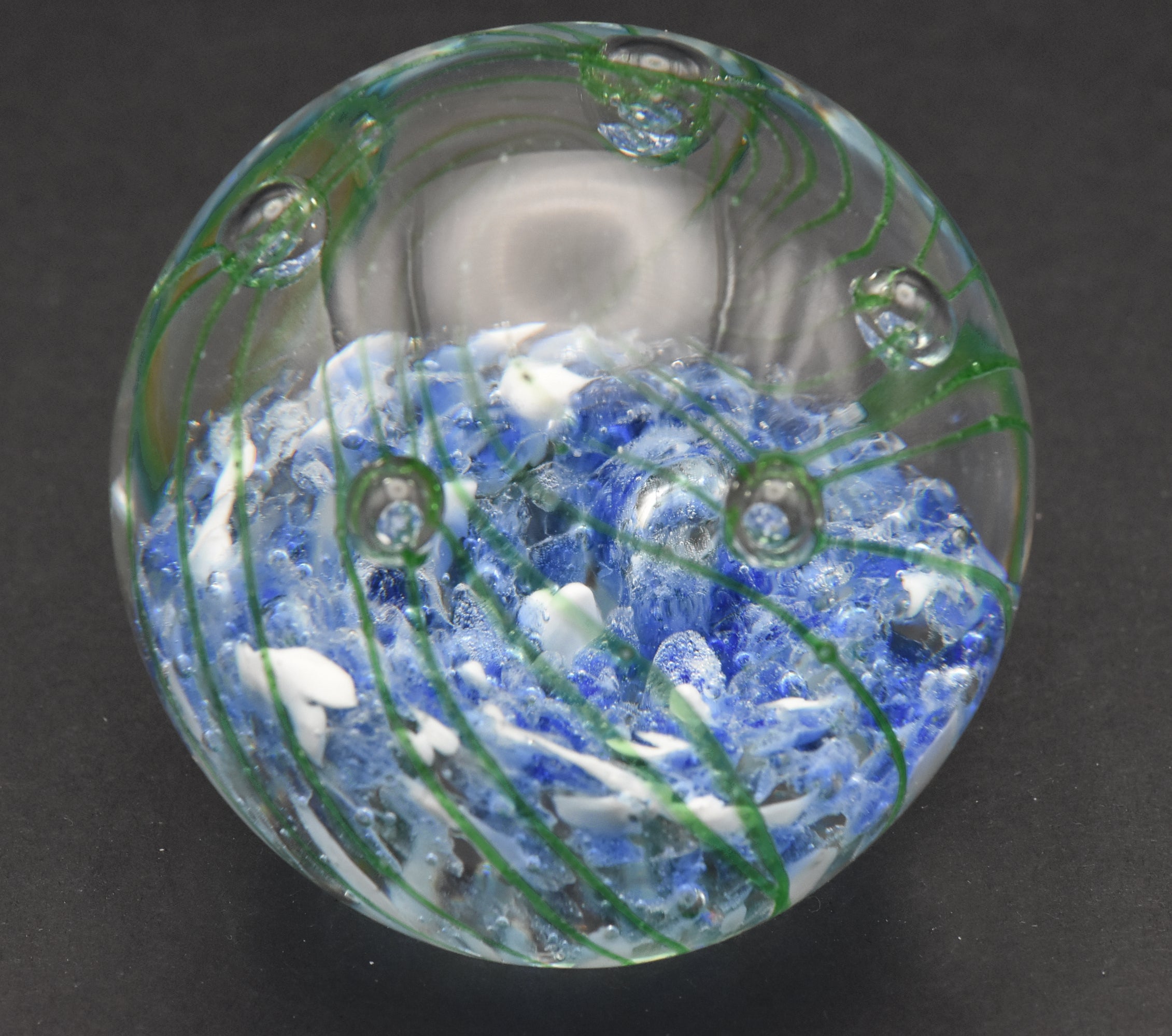 Vintage Blue and Green Glass Paperweight