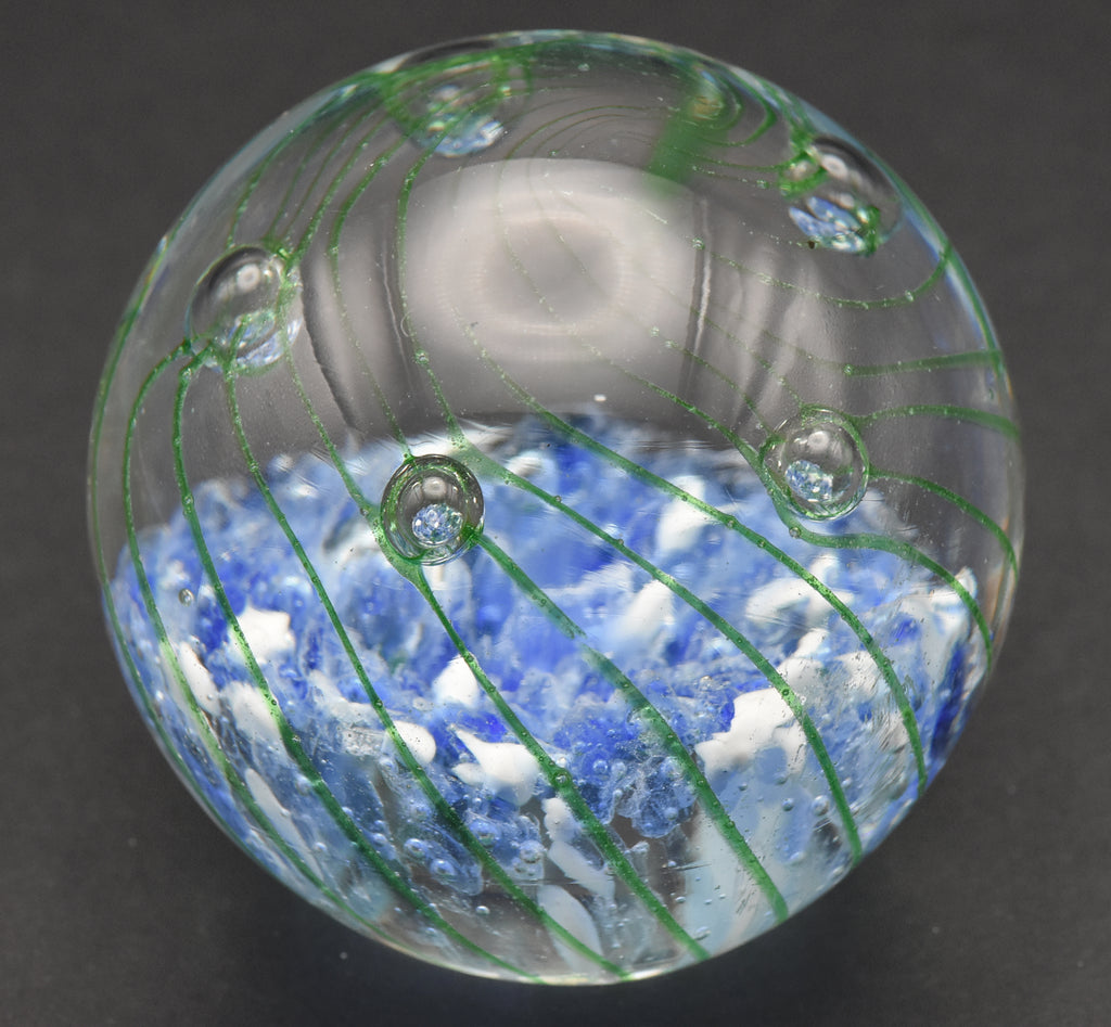 Vintage Blue and Green Glass Paperweight