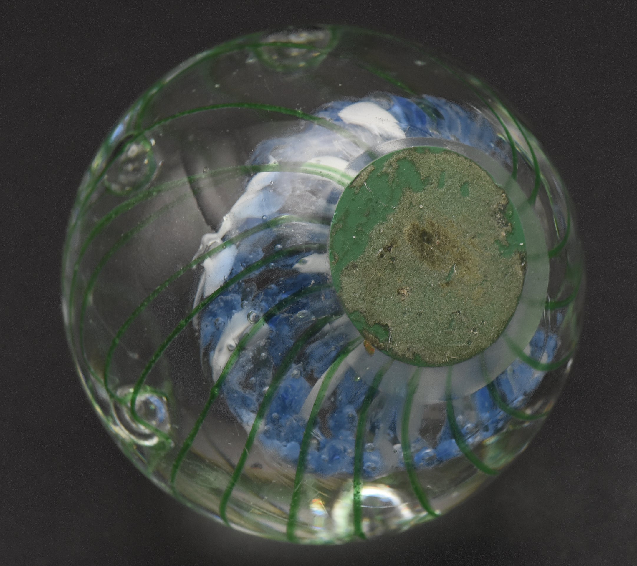 Vintage Blue and Green Glass Paperweight