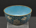 Lovely Vintage Metal Teal Cloisonne Enamel Decorated Bowl