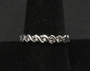 Vintage Sterling Silver Rhinestone Infinity Band - Size 9.25