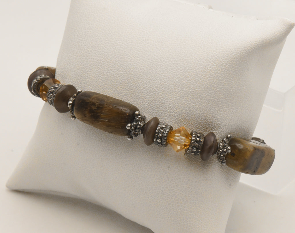 Rectangular Tiger's Eye Bead Elastic Bracelet
