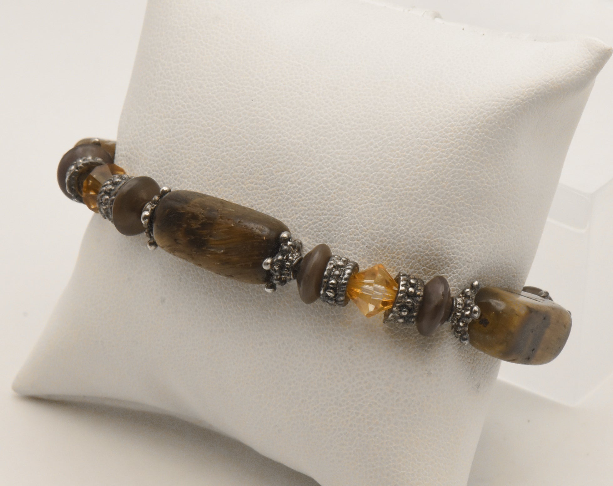 Rectangular Tiger's Eye Bead Elastic Bracelet