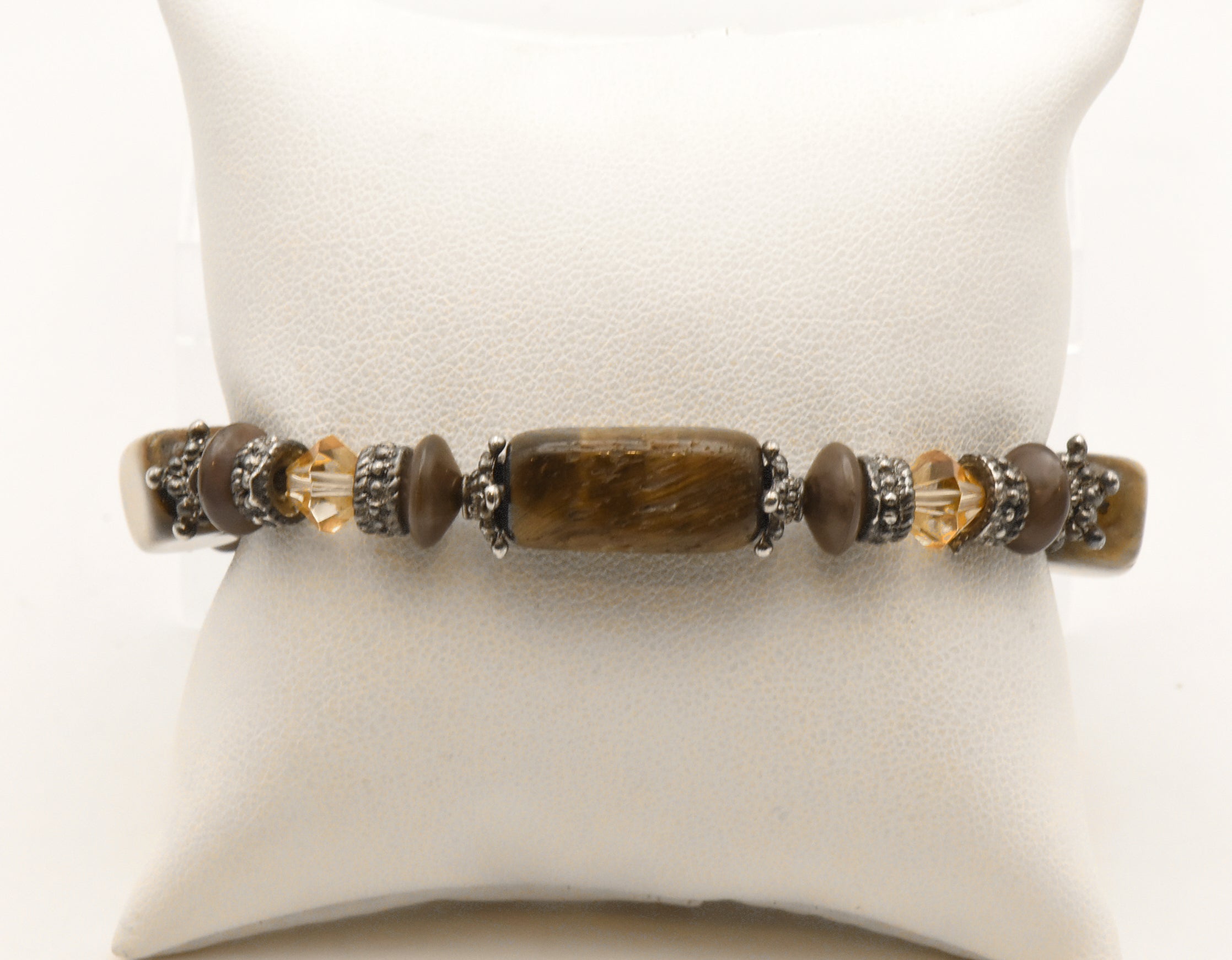 Rectangular Tiger's Eye Bead Elastic Bracelet