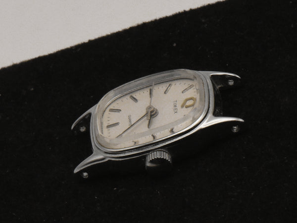 Timex - Vintage Silver Tone Metal Analog Quartz Movement Watch Face - MISSING BACK