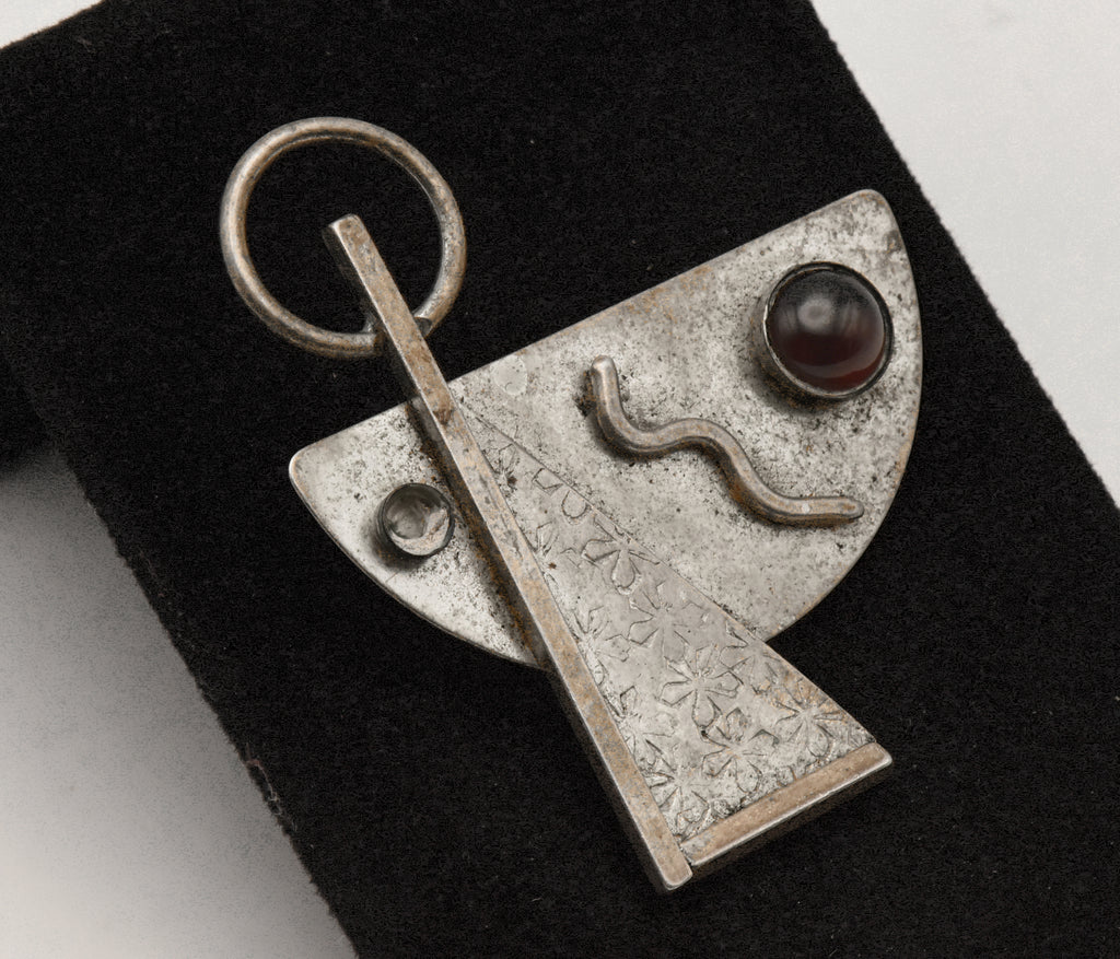 Vintage Handmade Sterling Silver Abstract Martini Brooch/Pendant