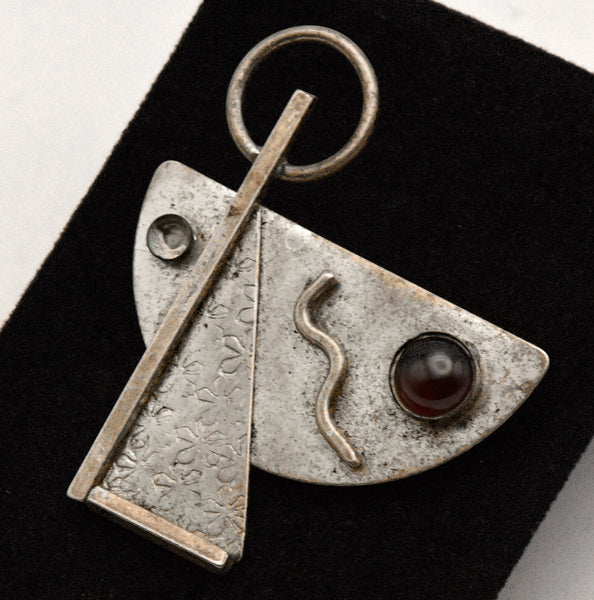 Vintage Handmade Sterling Silver Abstract Martini Brooch/Pendant