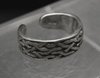 Vintage Sterling Silver Celtic Knot Open Shank Adjustable Toe Ring - Size 3.25+