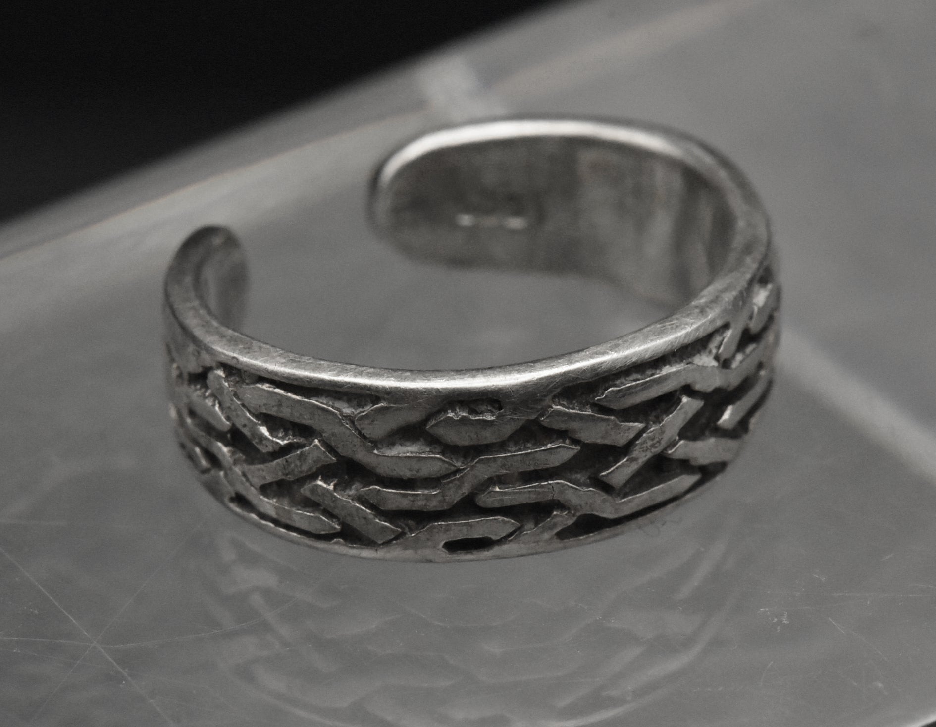 Vintage Sterling Silver Celtic Knot Open Shank Adjustable Toe Ring - Size 3.25+