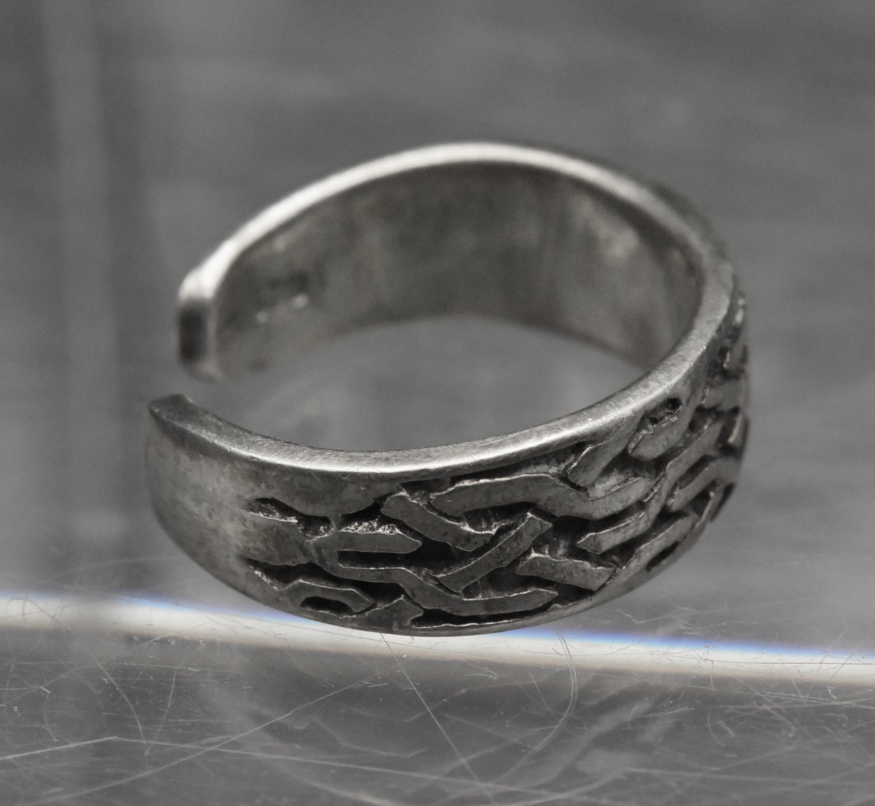 Vintage Sterling Silver Celtic Knot Open Shank Adjustable Toe Ring - Size 3.25+