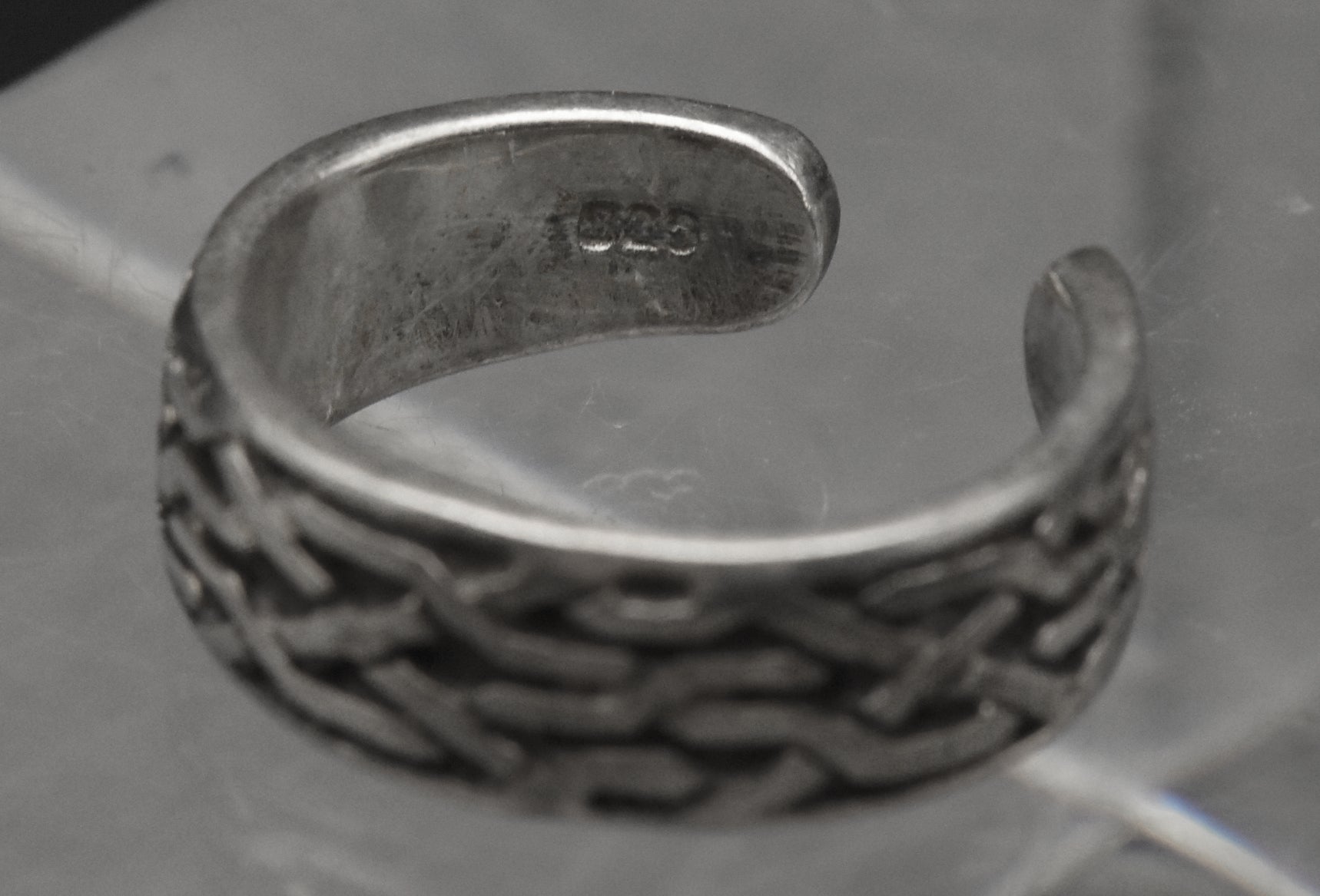 Vintage Sterling Silver Celtic Knot Open Shank Adjustable Toe Ring - Size 3.25+