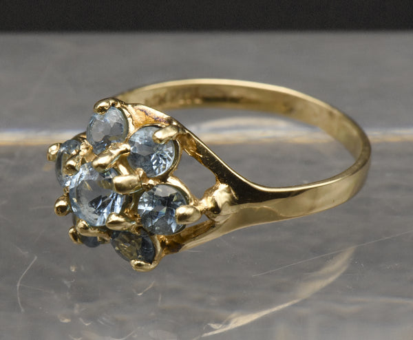 Vintage 10k Gold Blue Topaz Ring - Size 6