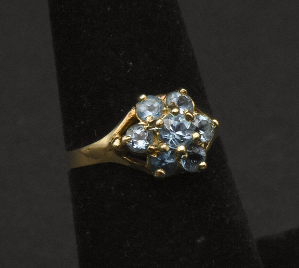 Vintage 10k Gold Blue Topaz Ring - Size 6