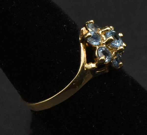 Vintage 10k Gold Blue Topaz Ring - Size 6