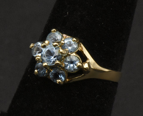Vintage 10k Gold Blue Topaz Ring - Size 6