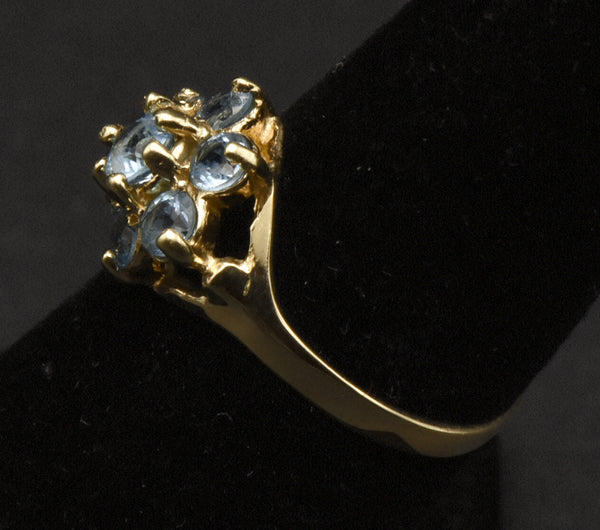 Vintage 10k Gold Blue Topaz Ring - Size 6