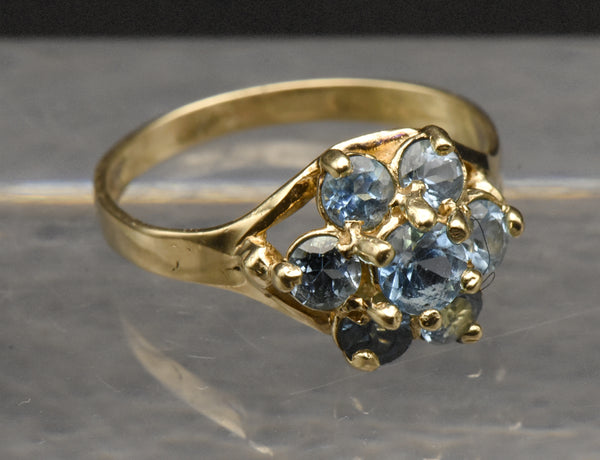 Vintage 10k Gold Blue Topaz Ring - Size 6