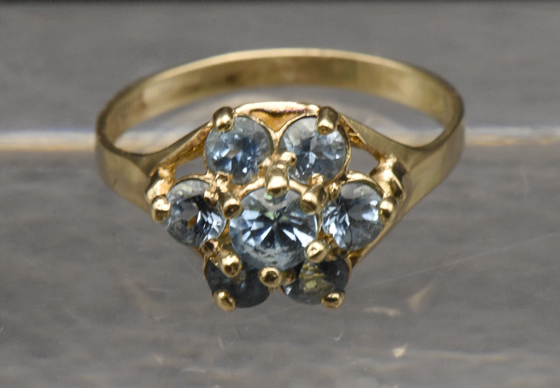 Vintage 10k Gold Blue Topaz Ring - Size 6